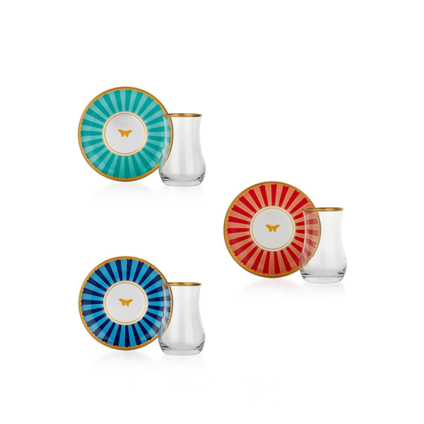 Schafer Piril 6'lı cam çay seti 12 parça / asorti