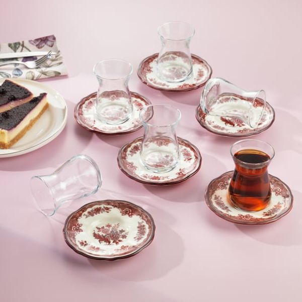 Schafer Pera cam çay setleri 6'lı / 12 parça