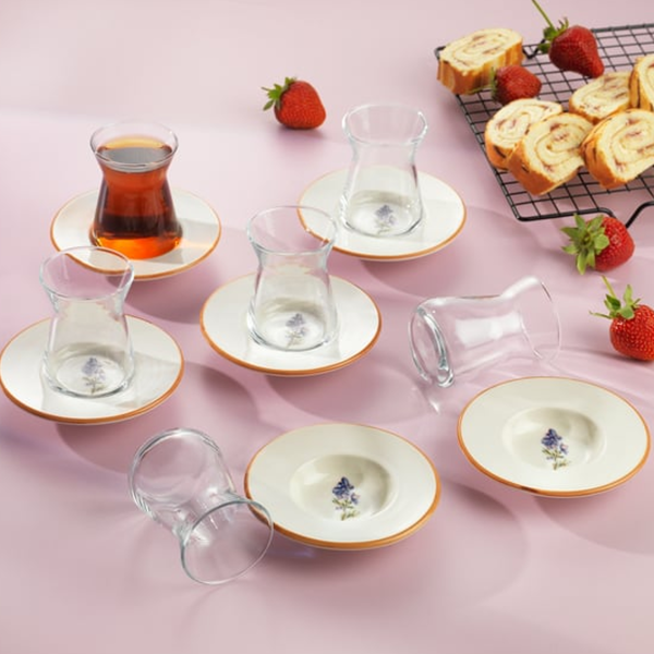 Schafer Pera cam çay setleri 6'lı / 12 parça