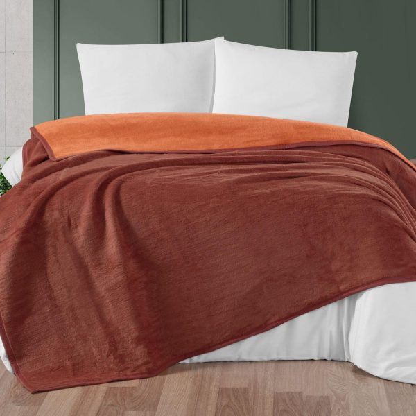 1 Alana 1 Bedava Schafer bella battaniye tek kişilik 150x200 - kiremit