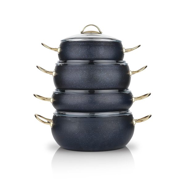 Schafer Jupiter Yanmaz Yapışmaz Tencere Seti 8 Prç. Lacivert