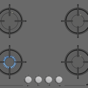 Simfer 3655 Silver/Gri 4 Gözlü Cam Ankastre Ocak, LPG Dönüşümlü, 65 cm
