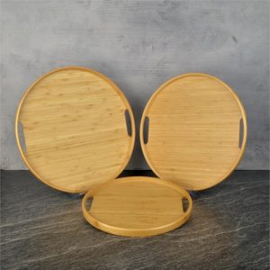 Arow Wooden 3'lü Yuvarlak Bambu Tepsi