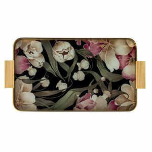 Arow Metal Cam Desenli Tepsi